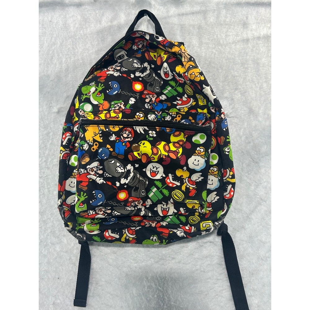 Nintendo Super Mario Bros All Over Print Backpack Multi Color Character Bag